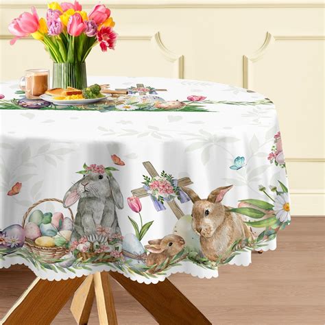 Amazon Hexagram Round Easter Tablecloth Inch Easter Table