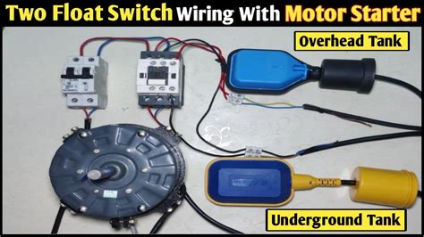 Motor Starter Control With Two Float Switch Float Switch Wiring With Dol Starter Youtube