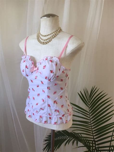 Heidi Vintage Cotton Bustier With Cross Stitch Roses