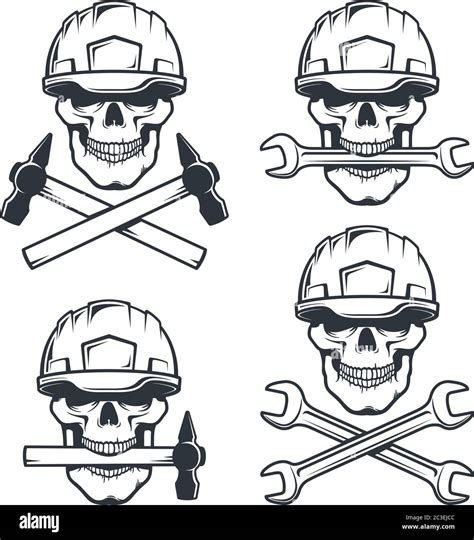 Skull Mechanic In Hard Hat With Wrench Stock Vector Image And Art Alamy