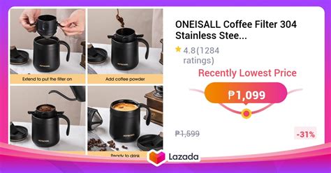 ONEISALL Coffee Filter 304 Stainless Steel Double Layer Drip Coffee