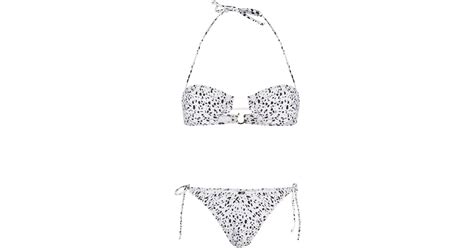 Reina Olga Penny Tiger Print Bikini In White Lyst Uk