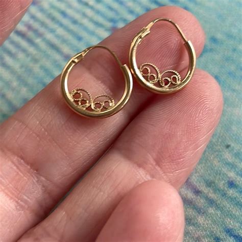 Filigree Hoop Earrings 14k Gold Vintage 2 Vintage Paris Jewelry