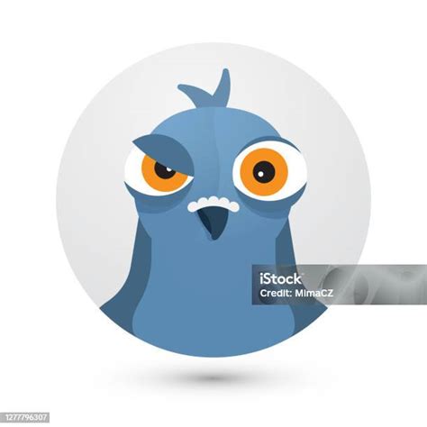 Angry Pigeon Simple Round Gray Bird Icon Stock Illustration Download