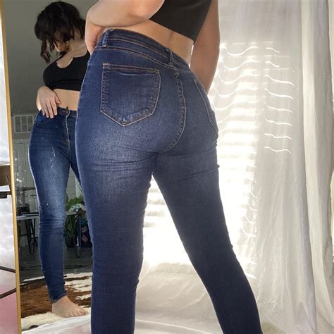 Fashion Nova Deep Blue Denim Jeans With Zipper Depop