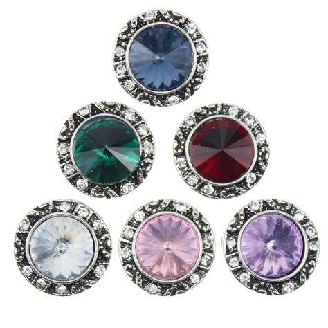 10pcs Lot 18mm Crystal Round Snap Button Interchangeable Jewelry