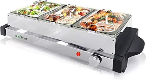 NutriChef Electric Hot Plate Food Warmer Triple Buffet Server Chafing Dish Set Portable