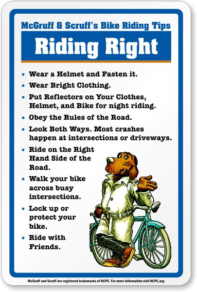 Mcgruff And Scruffs Bike Riding Tips Sign Sku K 4069