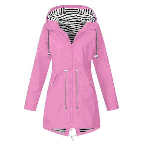 Sbyojlpb Womens Raincoats Waterproof Rain Jacket Lightweight Active Outdoor Hooded Trench Coats