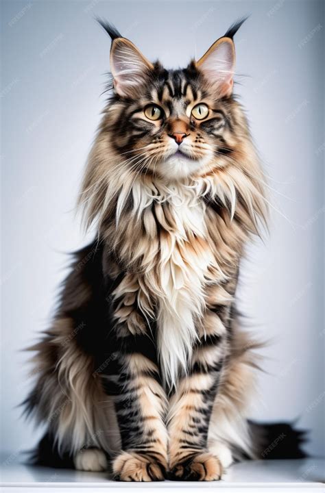 Premium Ai Image Cute Maine Coon Cat On A White Background