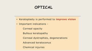 INDICATIONS OF KERATOPLASTY (Bindu K M) | PPT