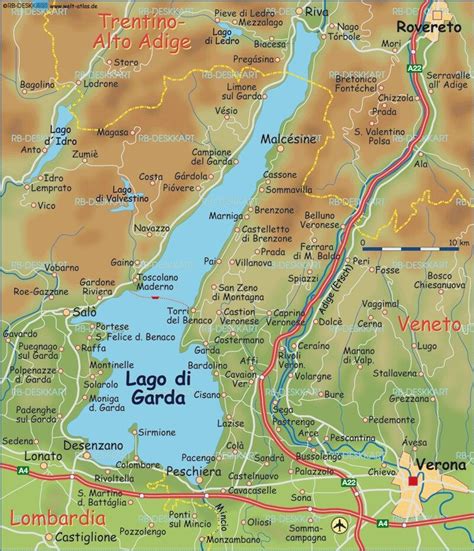 Lake Garda Gardasee Karte Gardasee Italien Karte