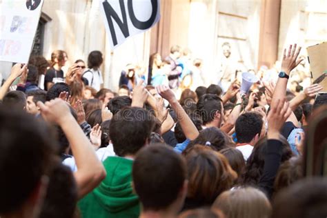 Power To The People Rearview Shot Of A Crowd Protesting Outside A