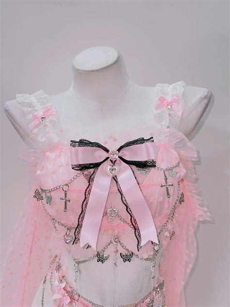 Gothic Emo Clothes for Girls Pink Lace Clothes【2024】