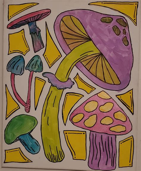 Trippy Mushroom Acrylic Painting Etsy