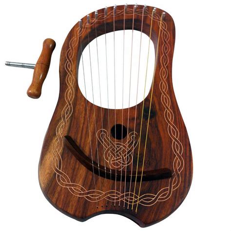 New Celtic Engraved Lyre Harp Metal Strings Rosewood Lyra Harp