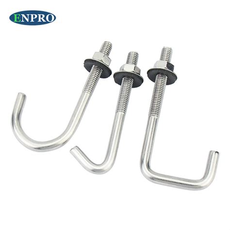 M6 M8 M10 Stainless Steel SS304 J Type Hook Bolt J Bolt And Bolt