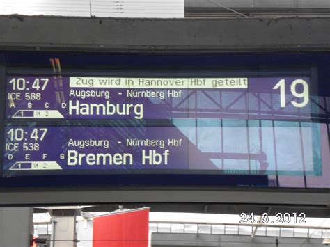 Zugzielanzeiger In M Nchen Hbf Als Ice Nach Hamburg Hbf Zusammen