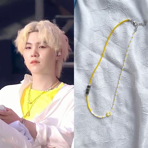 Beaded Necklace Bts Min Yoongi Inspired Necklace Suga Agust Etsy