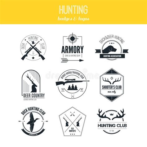 Set Of Vintage Hunting Labels Logo Badge And Design Elements Stock