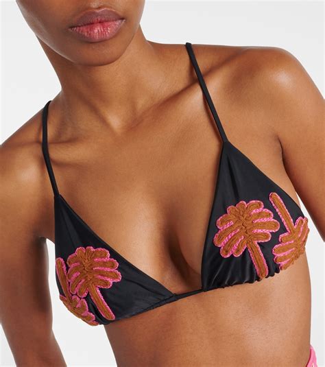 Embroidered Bikini Top In Multicoloured Johanna Ortiz Mytheresa