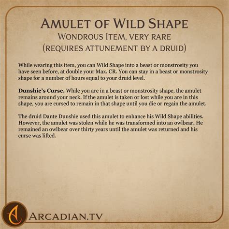 Amulet of Wild Shape – DnD magic item for druids