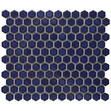 Tribeca Hex Glossy Cobalt In X In Porcelain Mosaic