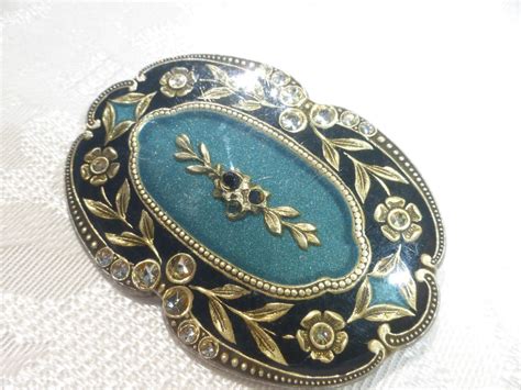 Catherine Popesco France Signed Vintage Deco Style Bow Pin Brooch Blue