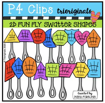 2D FUN Fly Swatter Shapes (P4 Clips Trioriginals) SHAPE CLIPART | TpT