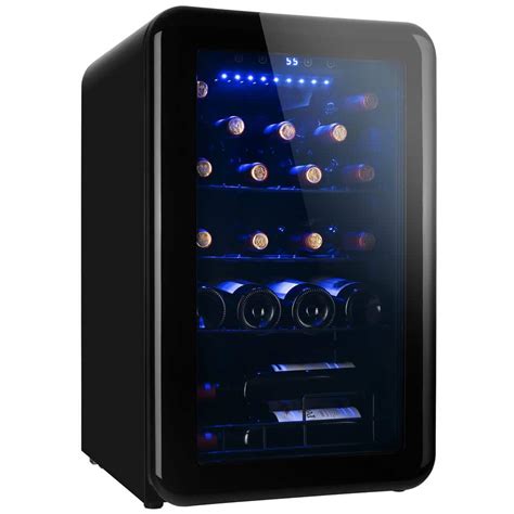 FUNKOL Black Single Zone 24-Bottle Free Standing Wine Cooler Countertop ...