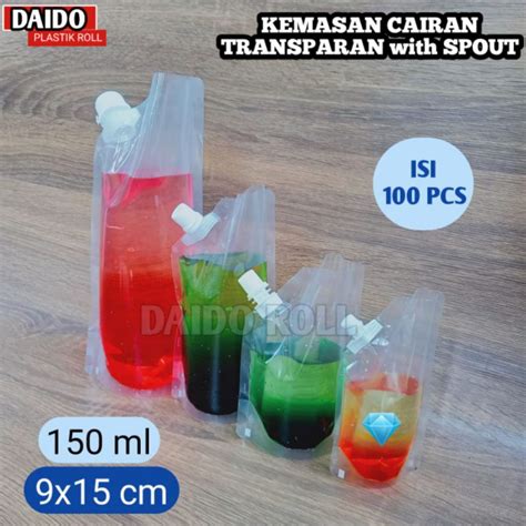 Jual ISI 100 PCS SPOUTPACK 150ML STANDING POUCH BENING TRANSPARAN