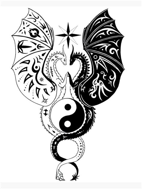 Yin Yang Dragons Poster By Xawearclothing Redbubble