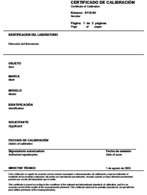 Certificado De Calibración Tcm Consultoría Y Formación