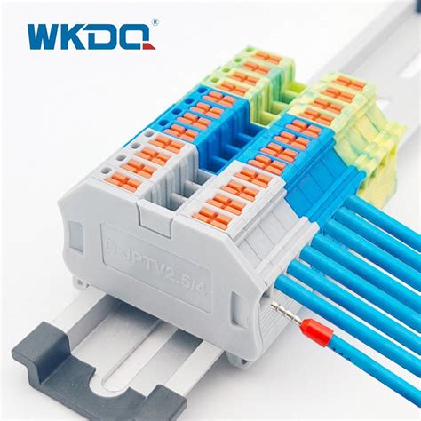 China 4mm2 Cable Din Rail Push In Terminal Block Anti Inflaming 24 AWG