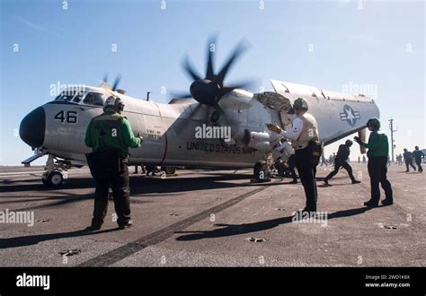 Sailors Direct A C A Greyhound Aboard The Aircraft Carrier Uss George