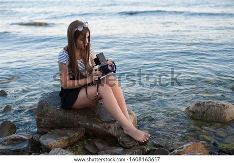 Sexy Brunette Girl Tattoos Takes Off Stock Photo 1608163657 Shutterstock