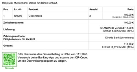 Girocode Epc Qr Code Auf Der Rechnung Mit German Market