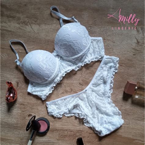Lingerie no atacado sutiã bojo e calcinha toda na renda cores variadas Shopee Brasil