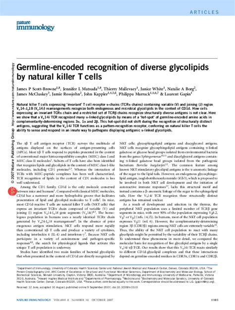 Pdf Germline Encoded Recognition Of Diverse Glycolipids By Natural