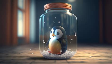 Premium Photo | Cute penguin in the jar image ai generated art