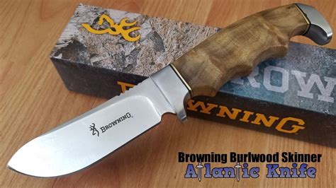 Browning Fixed Blade Skinner Burl Wood Brown Handle Stainless Knife