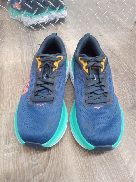 Hoka Bondi 8 Running Navy Turquoise Sneaker Womens 10 Gem