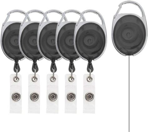 100 Pcs Retractable Badge Holder With Carabiner Reel Clip And ID Badge