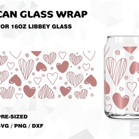 Floating Hearts Libbey 16oz Can Glass Wrap Svg Beer Can Glass Etsy