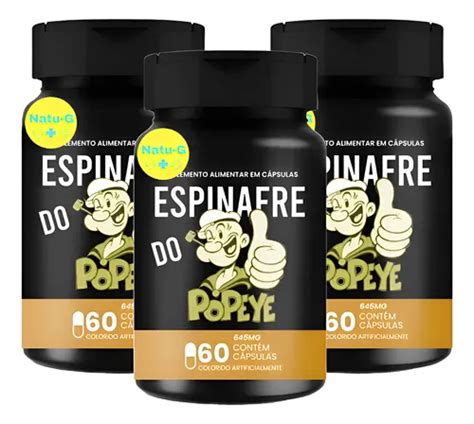 Espinafre Do Popeye Aumenta A Testosterona - 3 X Espinafre Do Popeye 60 Cápsulas - Aumenta E Engrossa. Envio ...