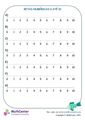 Retas Numéricas 0 Até 10 Páginas De Aprendizagem Math Center