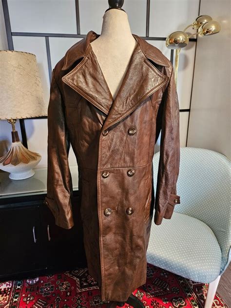 Vintage S Men S Sear S Leather Trench Coat Sty Gem