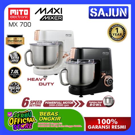 Promo Mito Stand Mixer MX700 Stainless Bowl Mixer Kapasitas 7 LIter MX