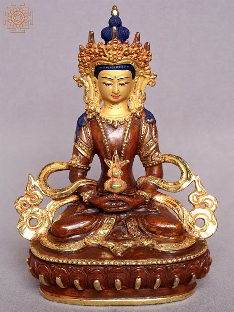 6 Amitayus Buddha Gilded Copper Statue From Nepal Exotic India Art