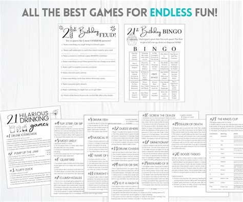 Hilarious 21st Birthday Games Bundle Printable Party Games 21st